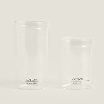 Банка для хранения Zara Home Borosilicate Bathroom Jar With Text, прозрачный