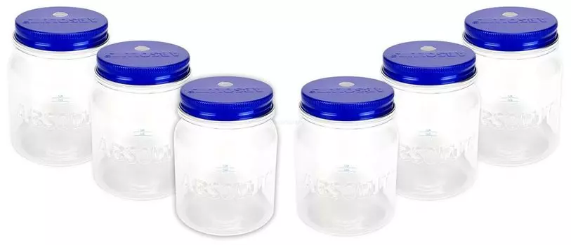 Банка для варенья Absolut Vodka Набор стеклянных стаканов для коктейлей Lynchburg для лонг-дринов - 6 пластиковых стаканов с отверстием для соломинки, калиброванные 2/4 мл