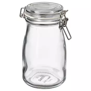 Банка с бутылочной крышкой, прозрачное стекло, 0,4 л, KORKEN IKEA