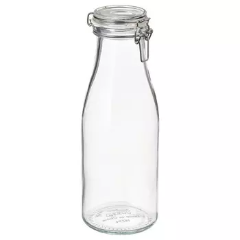 Банка с бутылочной крышкой, прозрачное стекло, 1,4 л, KORKEN IKEA