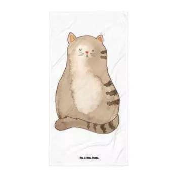 Банное полотенце Mr. & Mrs. Panda XL для сидения кошки — белое — подарок, владелец кошки, владелец кошки, веер для кошек, сердце, товары для кошек, кошачья любовь, домашнее животное, полосатый, белый