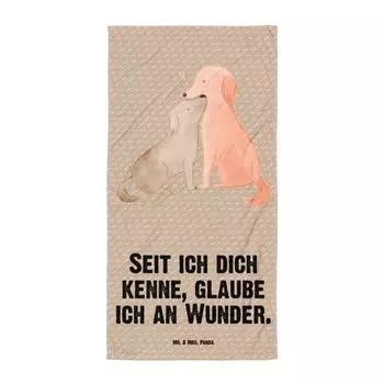 Банное полотенце Mr. & Mrs. Panda XL любит собак - собачье счастье - подарок, объятия, мотив собаки, мама-собака, влюблена, банное полотенце, четвероногий друг, высказывания, владелец собаки, домашнее животное, белый