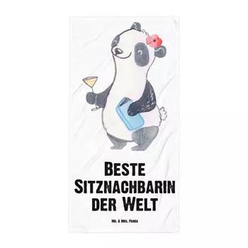 Банное полотенце Mr. & Mrs. Panda XL Panda «Лучший сосед по месту в мире» — белое — подарок, университет, день рождения, однокурсник, лучший сосед по месту в мире, подарок, белый