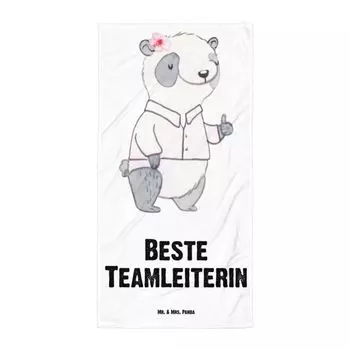 Банное полотенце Mr. & Mrs. Panda XL Panda Best Team Leader — белый — подарок, банное полотенце, спасибо, босс, сувенир, полотенце для сауны, полотенце для душа, руководитель семинара, спасибо