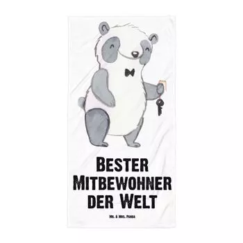 Банное полотенце Mr. & Mrs. Panda XL Panda Best Roommate in the World — белый — подарок, сосед по комнате, подарочный совет, житель общей квартиры, спасибо, сосед по комнате, полотенце для сауны, банное полотенце