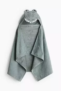 Банное полотенце с капюшоном H&M, 70x130 см, зеленый