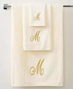 Банные полотенца цвета слоновой кости и золота с инициалами Monogram Avanti, белый