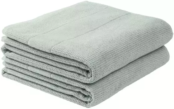 Банные полотенца Schiesser "Турин из 100% хлопка с тонким рисунком рисовых зерен", (набор, 2 шт.), MADE IN GREEN by OEKO-TEX 70х140 см (2 шт.), цвет Hellpetrol