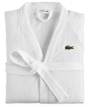 Банный халат из пике из 100% хлопка с нашивкой-логотипом Lacoste Home, белый