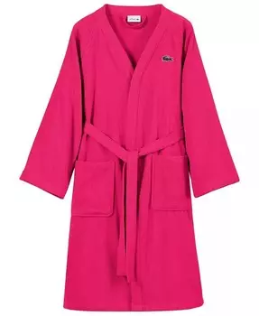 Банный халат из пике из 100% хлопка с нашивкой-логотипом Lacoste Home, розовый
