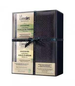 Банный набор БИО, 2 органических мыла и полотенце из органического хлопка, 2x100 г, La Corvette