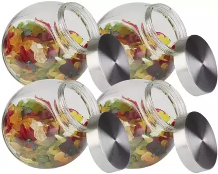 Баночка для хранения APS, (набор, 4 шт.), 1000 мл 18 см, цвет transparent