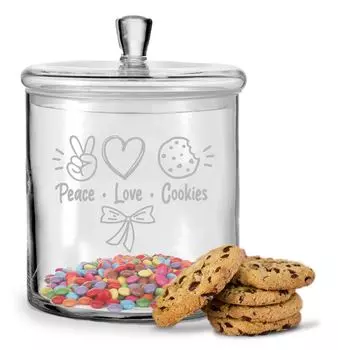 Баночка для печенья Леонардо с гравировкой «Мир, любовь и печенье» Gravurzeile