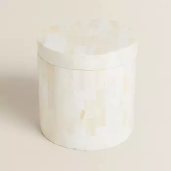 Баночка с крышкой для хранения Zara Home Small Mother-of-pearl, светло-бежевый
