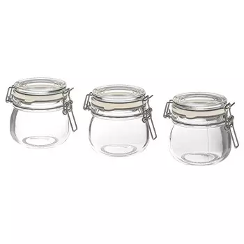 Баночка с крышкой, прозрачное стекло, 13 кл, KORKEN IKEA