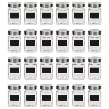 Баночки для хранения с наклейками 24 шт. по 300 мл DKD HOME DECOR