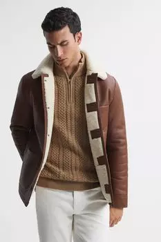 Бантам косичной вязки с широким воротником и короткой молнией Reiss