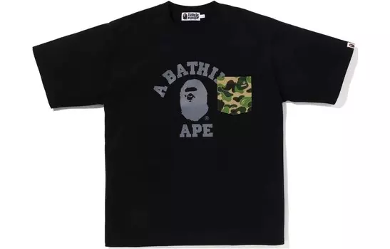 BAPE ABC Camo College Pocket Свободная футболка SS23 A Bathing Ape, черный