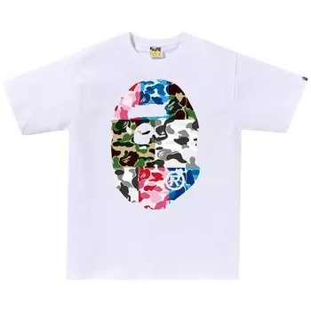 BAPE ABC Камуфляжная футболка Crazy Big Ape Head, белая