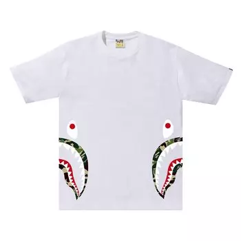 BAPE ABC Камуфляжная футболка с изображением акулы, цвет Белый/Зеленый