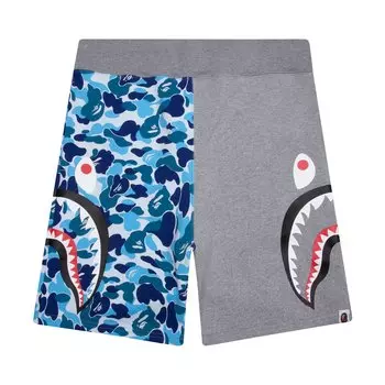 BAPE ABC Камуфляжные спортивные шорты с изображением акулы, синие