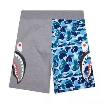 BAPE ABC Камуфляжные спортивные шорты с изображением акулы, цвет Синий/Серый