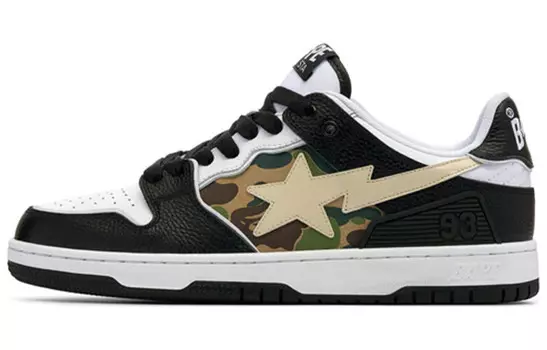 BAPE Bape SK8 Sta Черно-белая вышитая нашивка на пятку A Bathing Ape