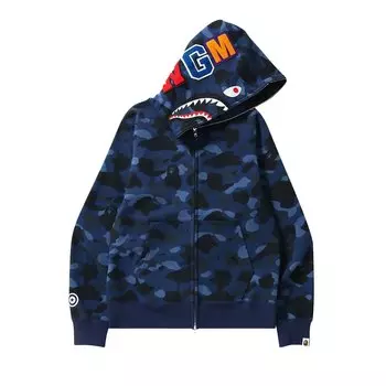BAPE Color Camo Shark Толстовка на молнии во всю длину, Темно-синий
