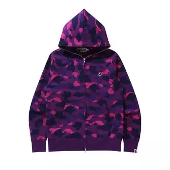 BAPE Color Camo Толстовка с капюшоном на молнии с одной точкой и полной молнией, цвет Обезьянья голова, Фиолетовый