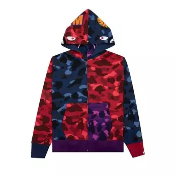BAPE Crazy Shark Широкая толстовка на молнии с двойной молнией, Многоцветный