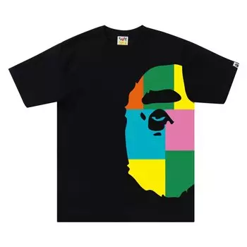 BAPE Футболка с большой обезьяньей головой по бокам, цвет Черный/Многоцветный