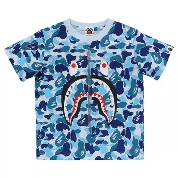 BAPE Kids Футболка ABC Camo Shark, синяя