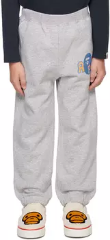 BAPE Kids Серые спортивные штаны с головой обезьяны