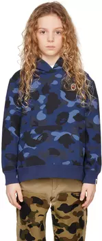 BAPE Kids Темно-синяя толстовка с камуфляжной головой обезьяны