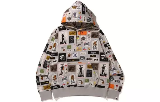 BAPE Multi Label Свободный крой пуловер с капюшоном A Bathing Ape, коричневый