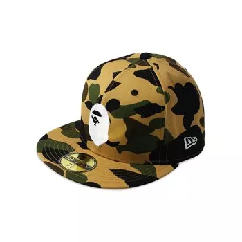 BAPE New Era 59 Fifty 1st Camo Ape Head Кепка Желтая