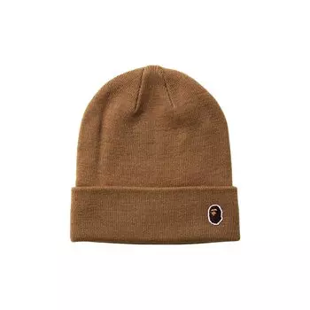 BAPE Одноточечная вязаная шапка Ape Head, цвет Бежевый