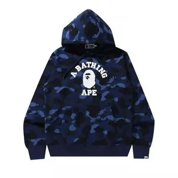 BAPE Online Эксклюзивный камуфляжный пуловер с капюшоном темно-синего цвета