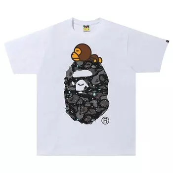 BAPE Space Camo Milo на футболке Big Ape Белая