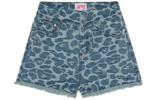 Bape SS23 APEE By Denim Shorts Women's Blue A Bathing Ape