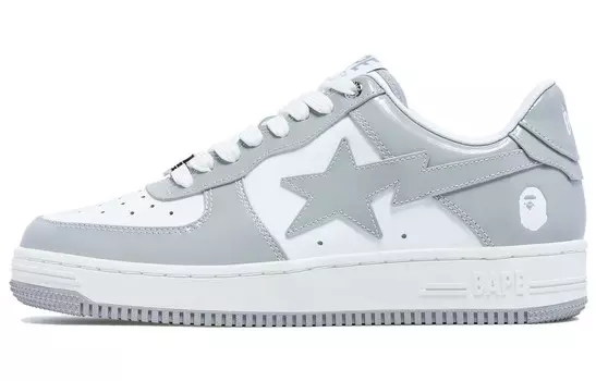 Bape Sta Лакированная Кожа Белый Серый 2023 A Bathing Ape