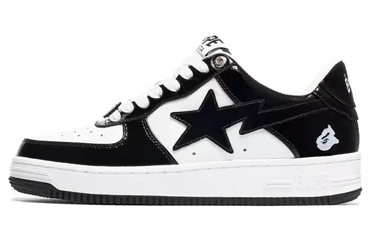 Bape Sta Лакированная Кожа Черный Белый A Bathing Ape