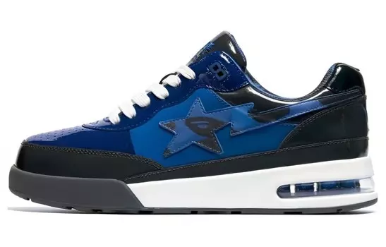 Bape Стильные мужские кроссовки для скейтбординга с низким верхом, черного/синего цвета A Bathing Ape