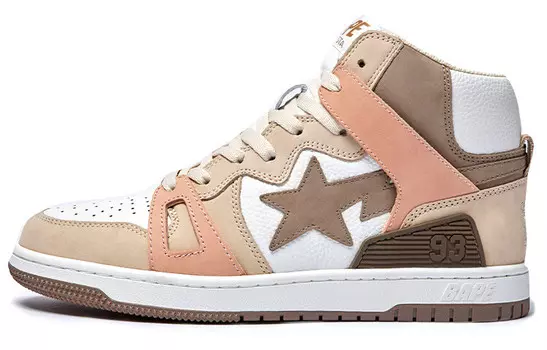Bape Стильные женские кеды для скейтбординга с высоким берцем, светло-коричневые/коричневые A Bathing Ape