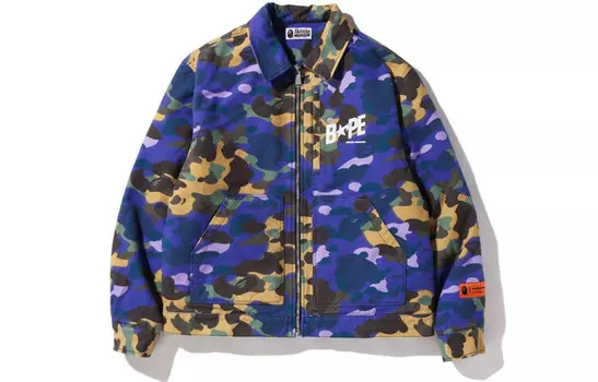 BAPE X Heron Preston Mix 1st Camo Duck Trucker Jacket A Bathing Ape, фиолетовый
