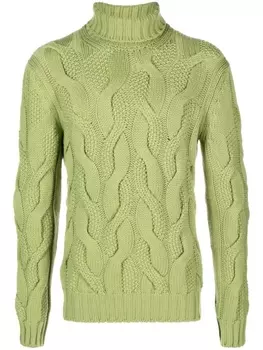 Barba cable-knit slim-cut jumper, зеленый