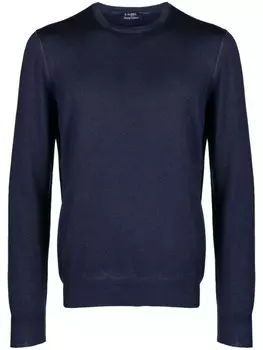 Barba джемпер из вирджинской шерсти с отделкой в рубчик, синий