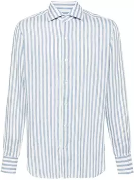 Barba полосатая рубашка с отложным воротником, синий