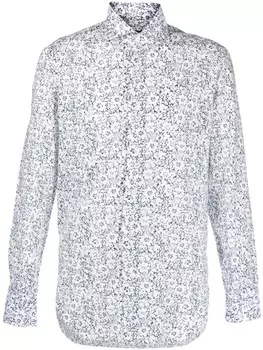 Barba рубашка с длинными рукавами и цветочным принтом, белый