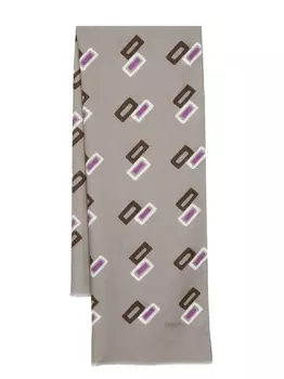Barba шарф с бахромой и графичным принтом, серый